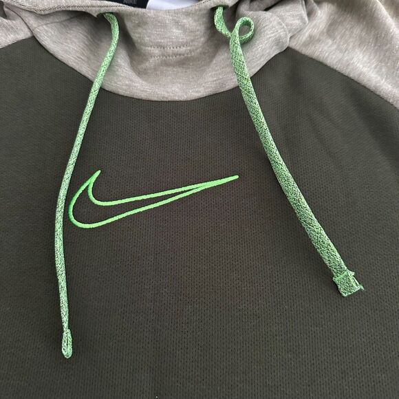 Nike Therma Fit Hoodie Men's Size Small Olive Green Sweatshirt Swoosh Mock Neck - Picture 3 of 4